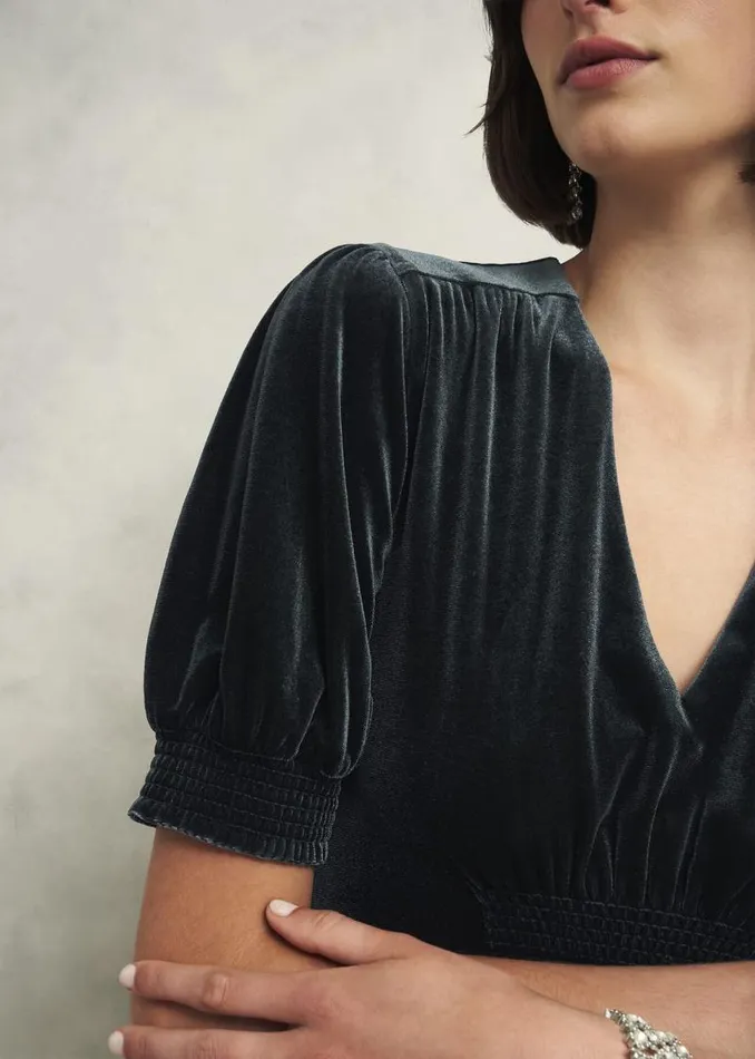 Women HOBBS Dresses and Jumpsuits Dormer Velvet Dress Evergreen