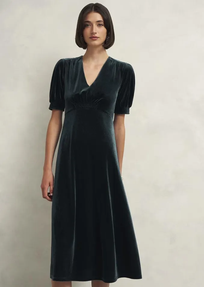 Women HOBBS Dresses and Jumpsuits Dormer Velvet Dress Evergreen