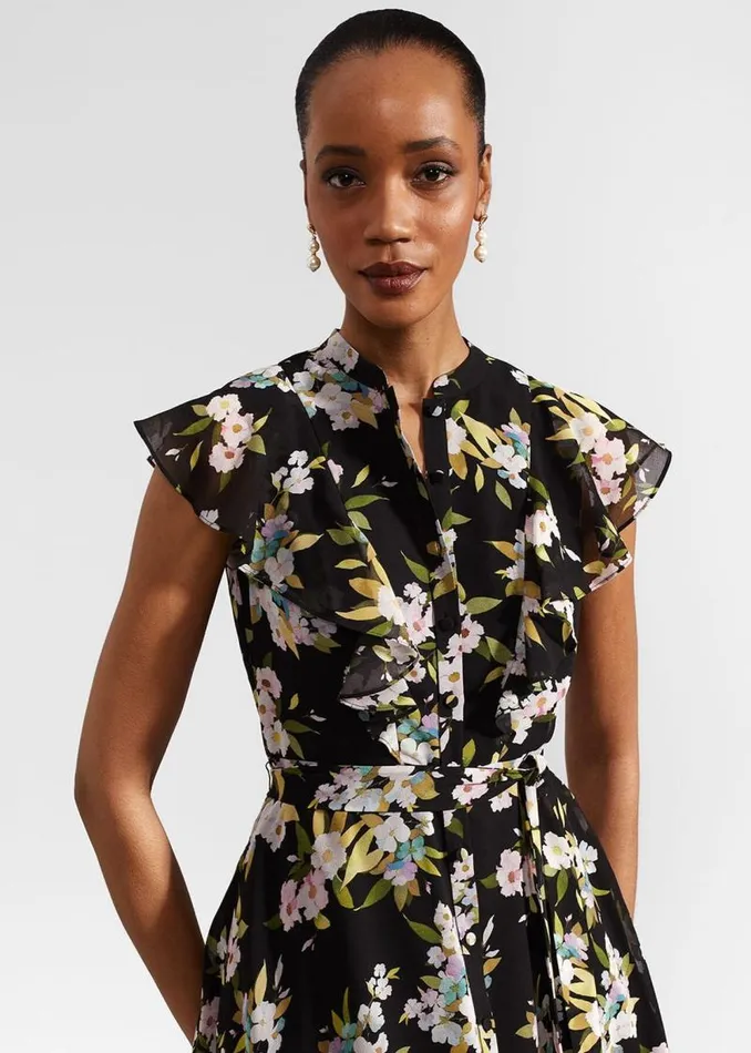 Women HOBBS Dresses and Jumpsuits Erica Belted Midi Dress Black Multi