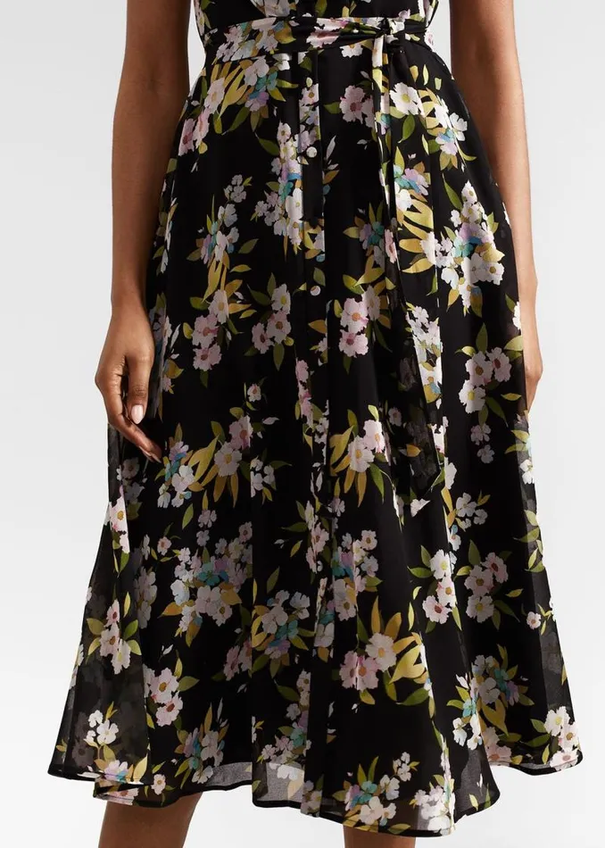 Women HOBBS Dresses and Jumpsuits Erica Belted Midi Dress Black Multi