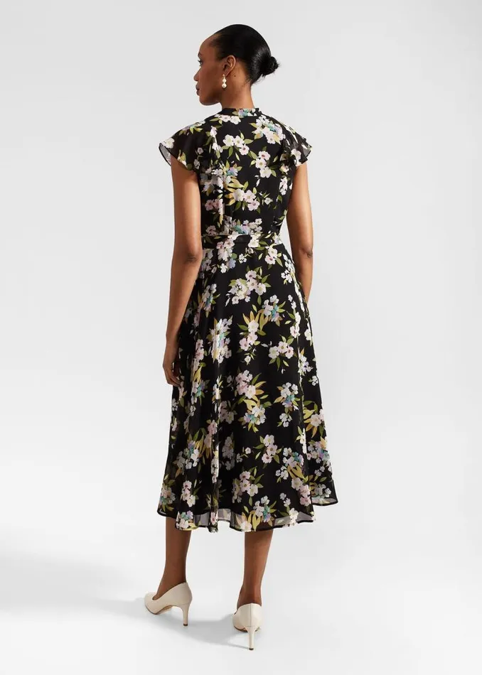 Women HOBBS Dresses and Jumpsuits Erica Belted Midi Dress Black Multi