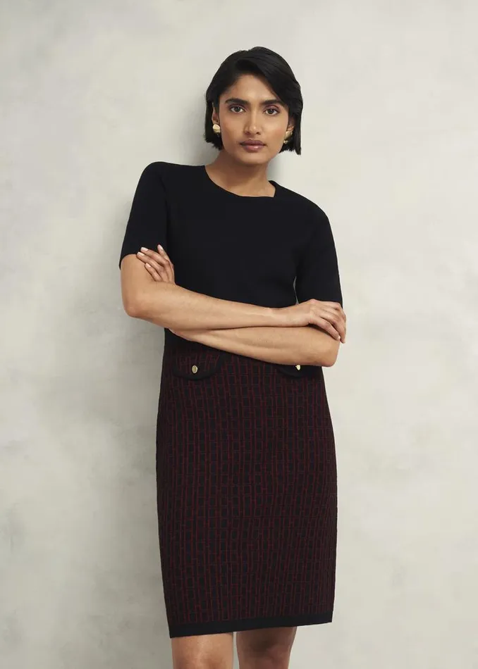 Women HOBBS Dresses and Jumpsuits Perrie Knitted Dress Black Rhubarb