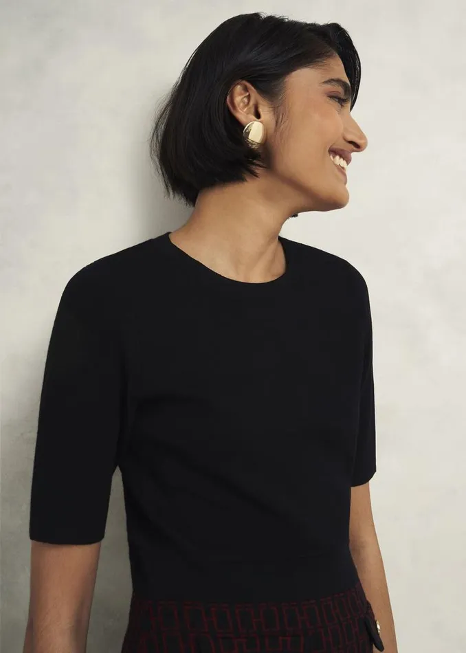 Women HOBBS Dresses and Jumpsuits Perrie Knitted Dress Black Rhubarb