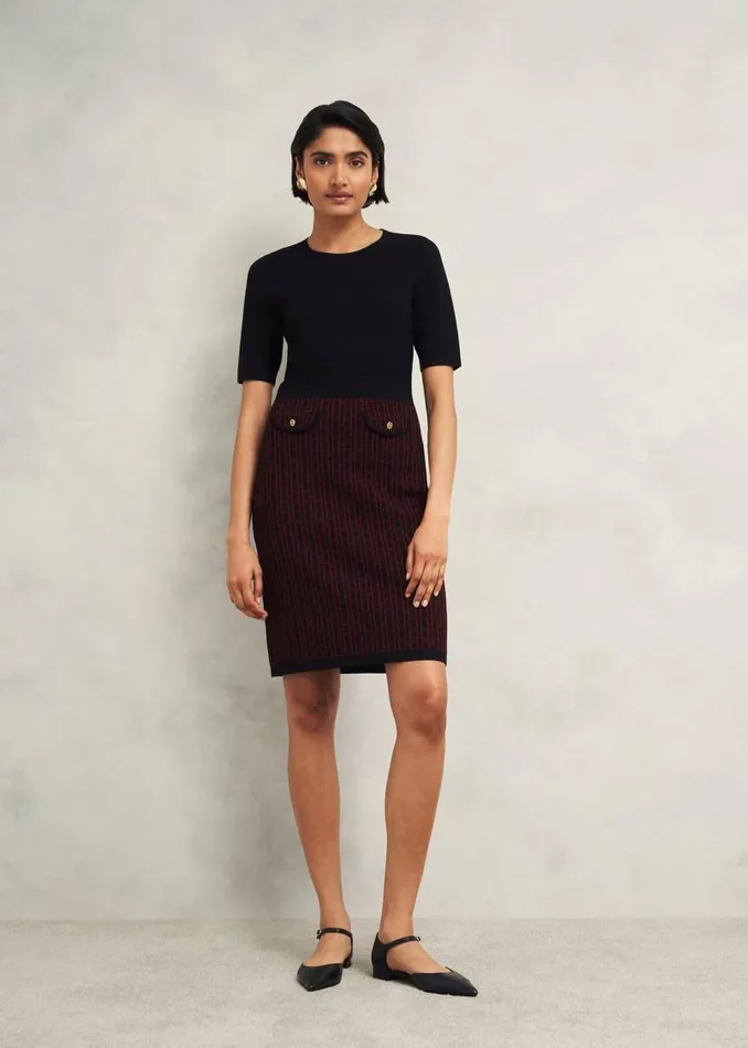 Women HOBBS Dresses and Jumpsuits Perrie Knitted Dress Black Rhubarb