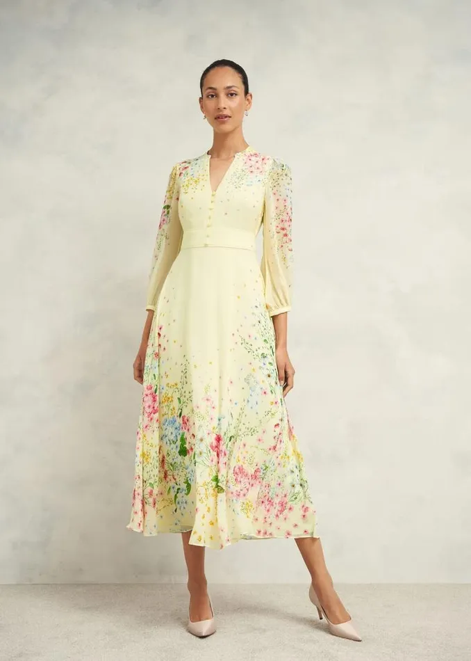 Women HOBBS Dresses and Jumpsuits Petite Emma Dress Yellow Multi