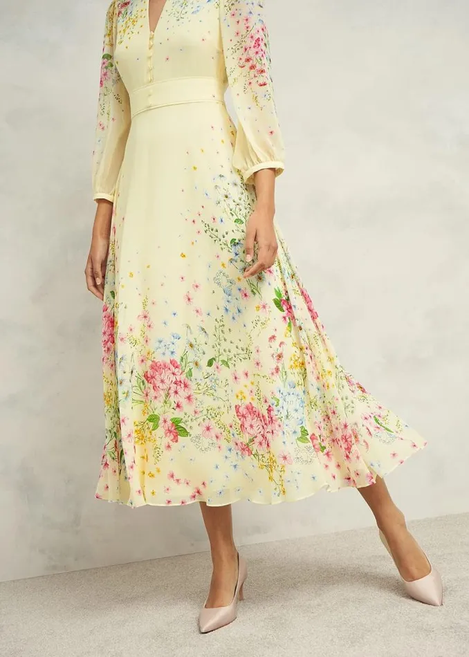 Women HOBBS Dresses and Jumpsuits Petite Emma Dress Yellow Multi