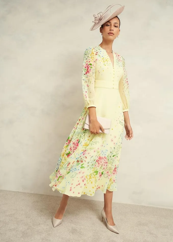 Women HOBBS Dresses and Jumpsuits Petite Emma Dress Yellow Multi