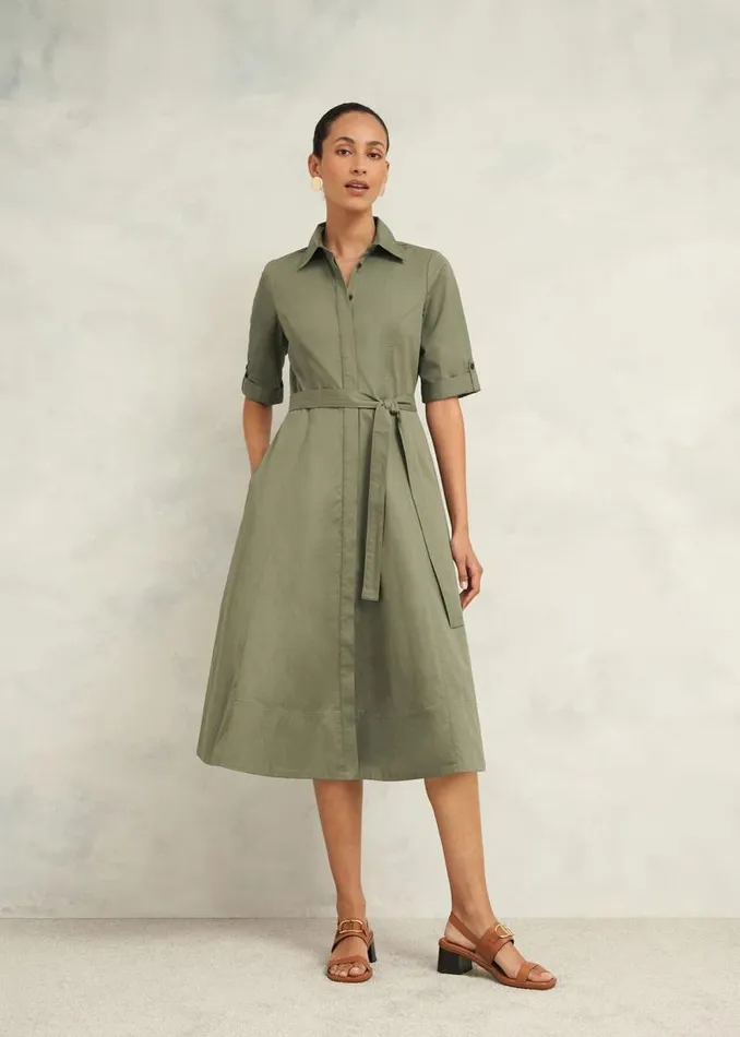 Women HOBBS Dresses and Jumpsuits Riley Cotton Dress Sage Green