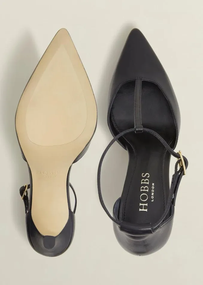 Women HOBBS Heels Alice Leather Tbar Courts Black