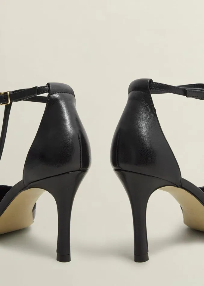 Women HOBBS Heels Alice Leather Tbar Courts Black