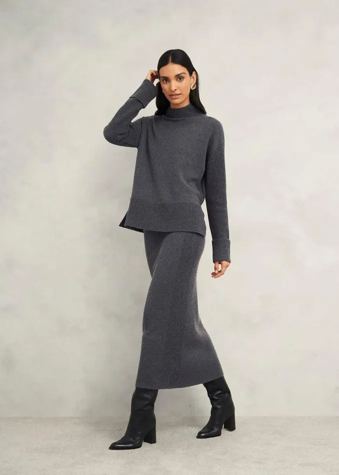 Women HOBBS Jumpers and Cardigans Gaskell Coord Wool Cotton Jumper Dark Grey Marl Women HOBBS Jumpers and Cardigans Gaskell Coord Wool Cotton Jumper Dark Grey Marl