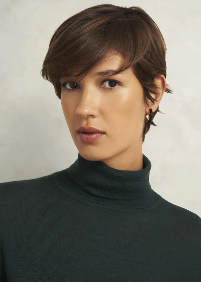 Women HOBBS Jumpers and Cardigans Lara Merino Wool Roll Neck Jumper Hawthorn Green