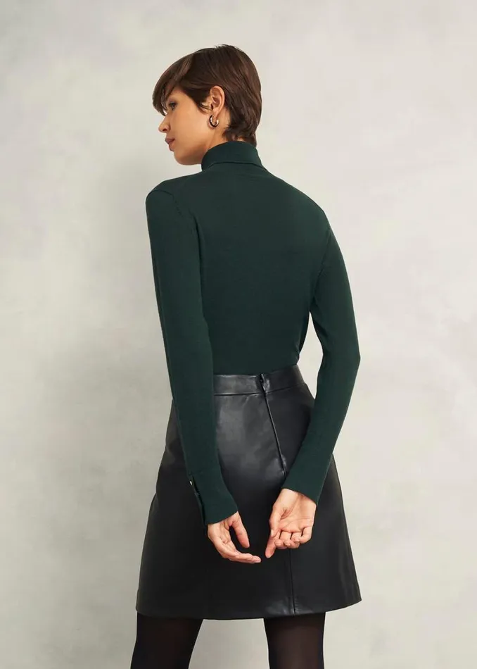 Women HOBBS Jumpers and Cardigans Lara Merino Wool Roll Neck Jumper Hawthorn Green