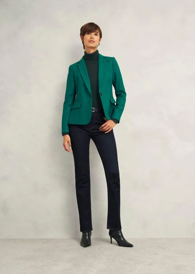 Women HOBBS Jumpers and Cardigans Lara Merino Wool Roll Neck Jumper Hawthorn Green