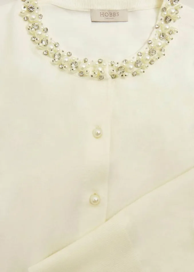 Women HOBBS Jumpers and Cardigans Oakley Beaded Cardigan Ivory