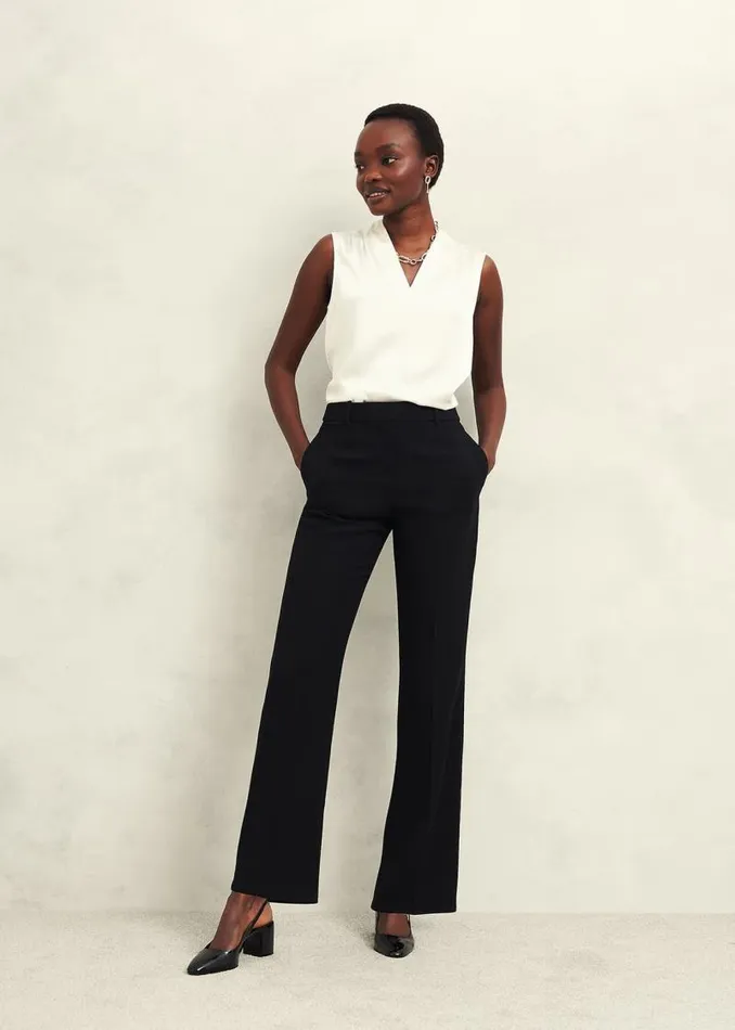 Women HOBBS Petite Trousers Petite Maya Straight Trouser Black