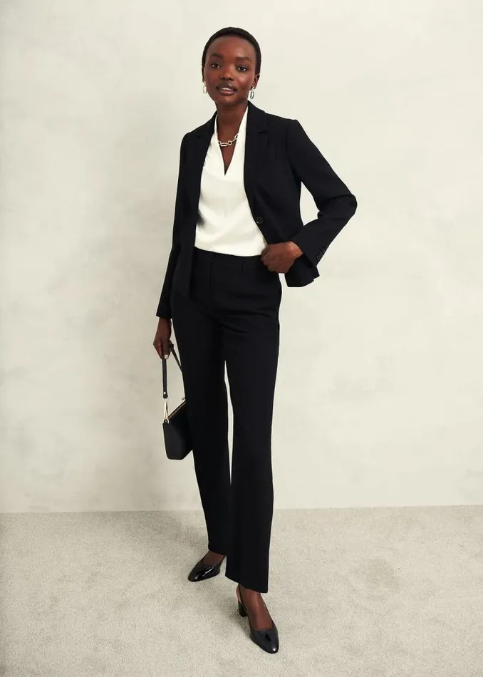 Women HOBBS Petite Trousers Petite Maya Straight Trouser Black