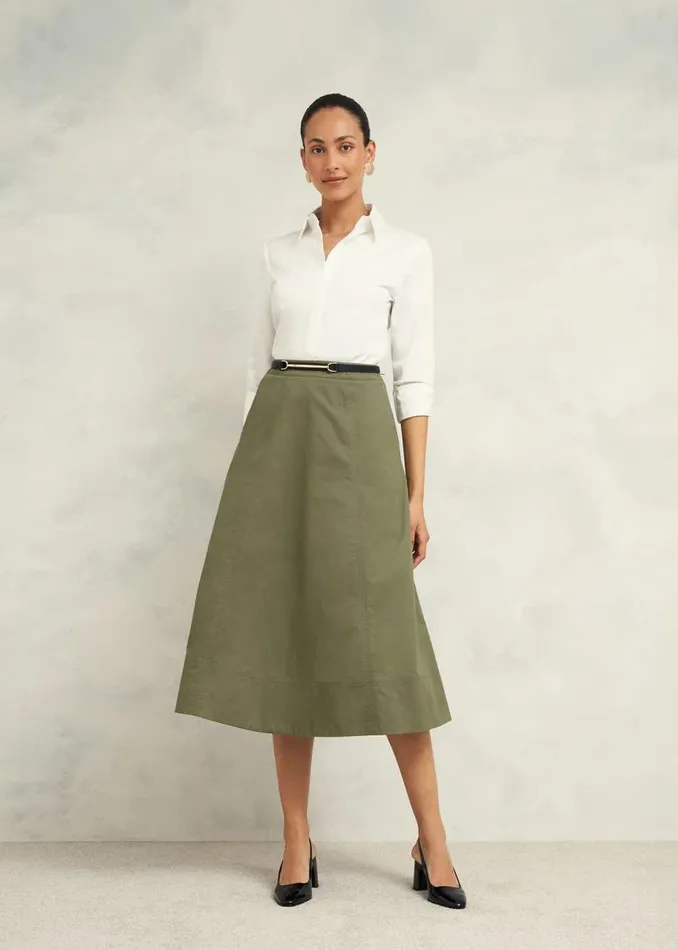 Women HOBBS Skirts Avril Cotton Skirt Sage Green