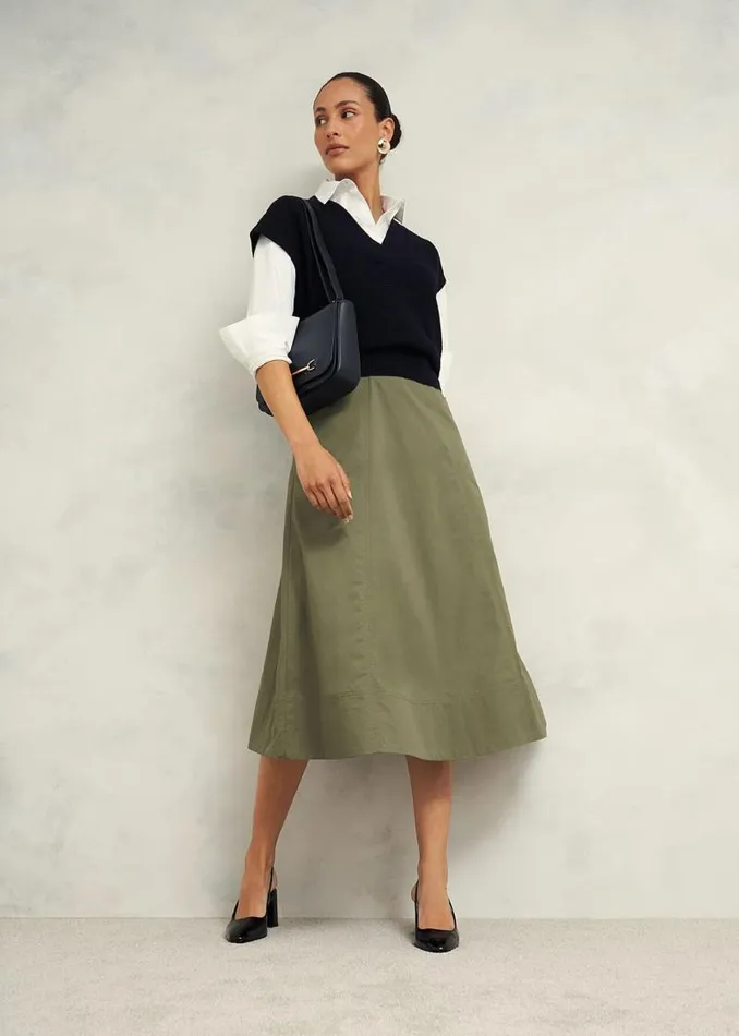 Women HOBBS Skirts Avril Cotton Skirt Sage Green