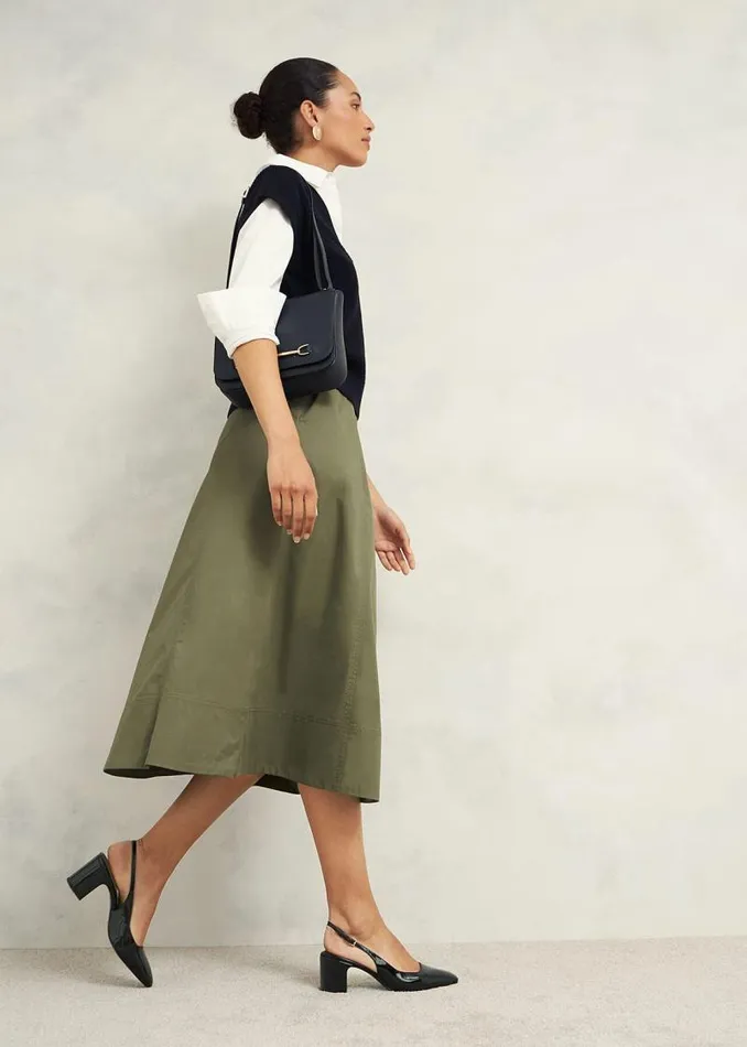 Women HOBBS Skirts Avril Cotton Skirt Sage Green