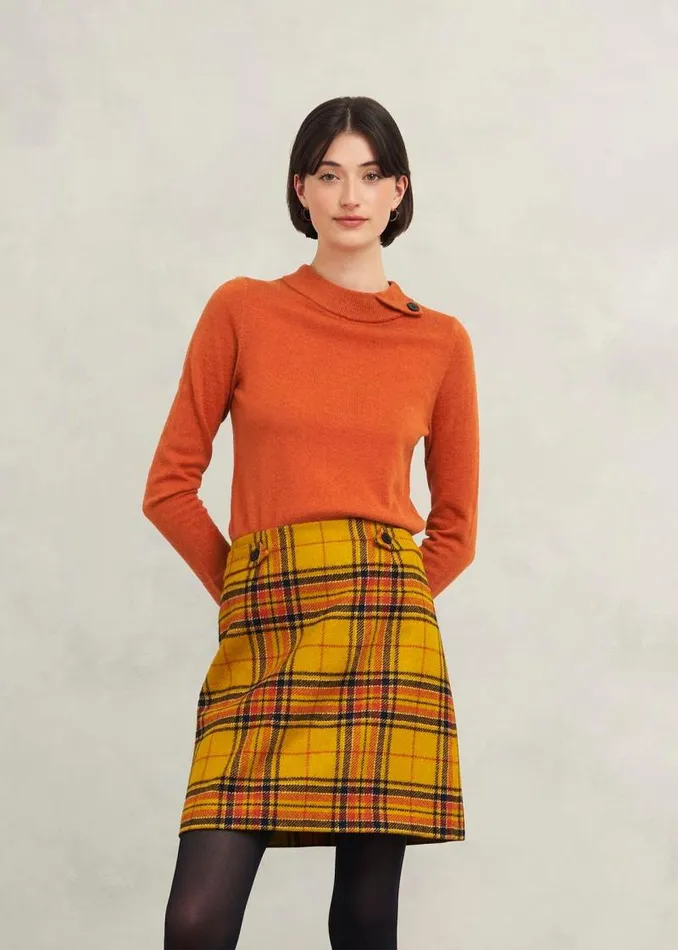 Women HOBBS Skirts Maeve Wool Skirt Ochre Multi