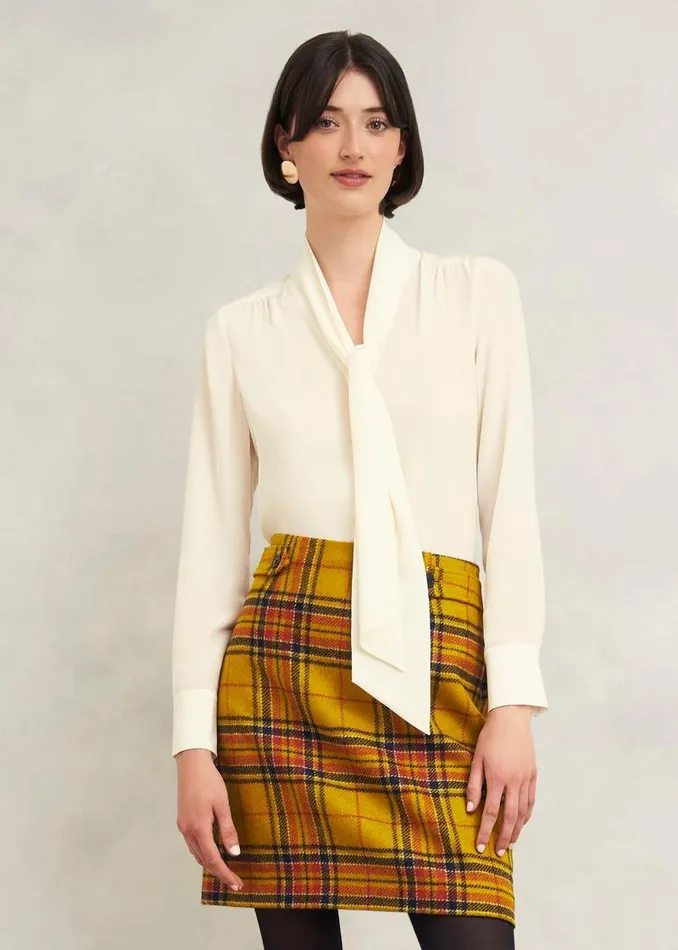 Women HOBBS Skirts Maeve Wool Skirt Ochre Multi