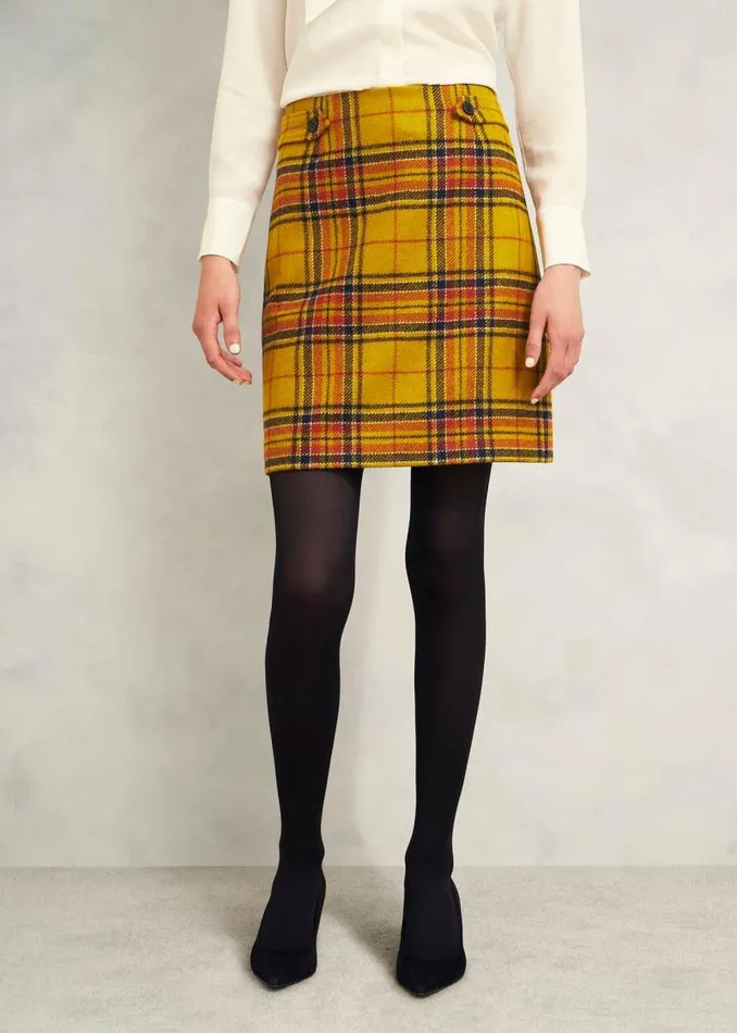 Women HOBBS Skirts Maeve Wool Skirt Ochre Multi