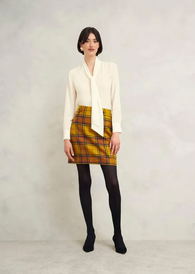 Women HOBBS Skirts Maeve Wool Skirt Ochre Multi