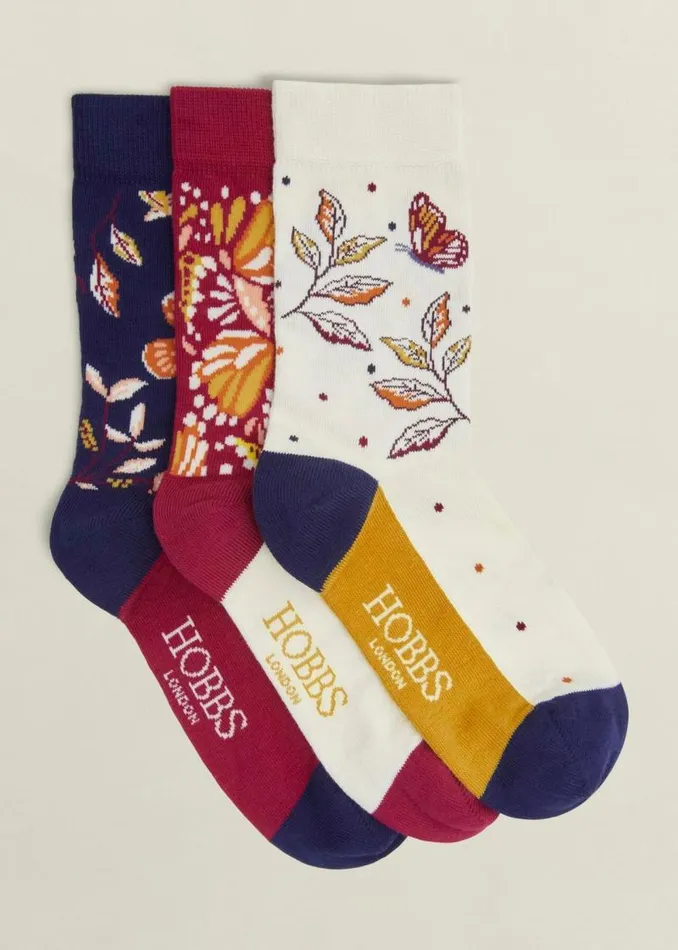 Women HOBBS Socks and Tights Butterfly Sock Set Multi