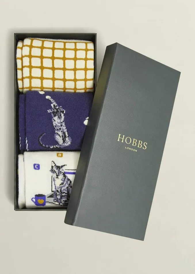 Women HOBBS Socks and Tights Working From Home Cat Sock Set Multi