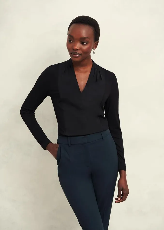 Women HOBBS Tops Mel Woven Front Top Black