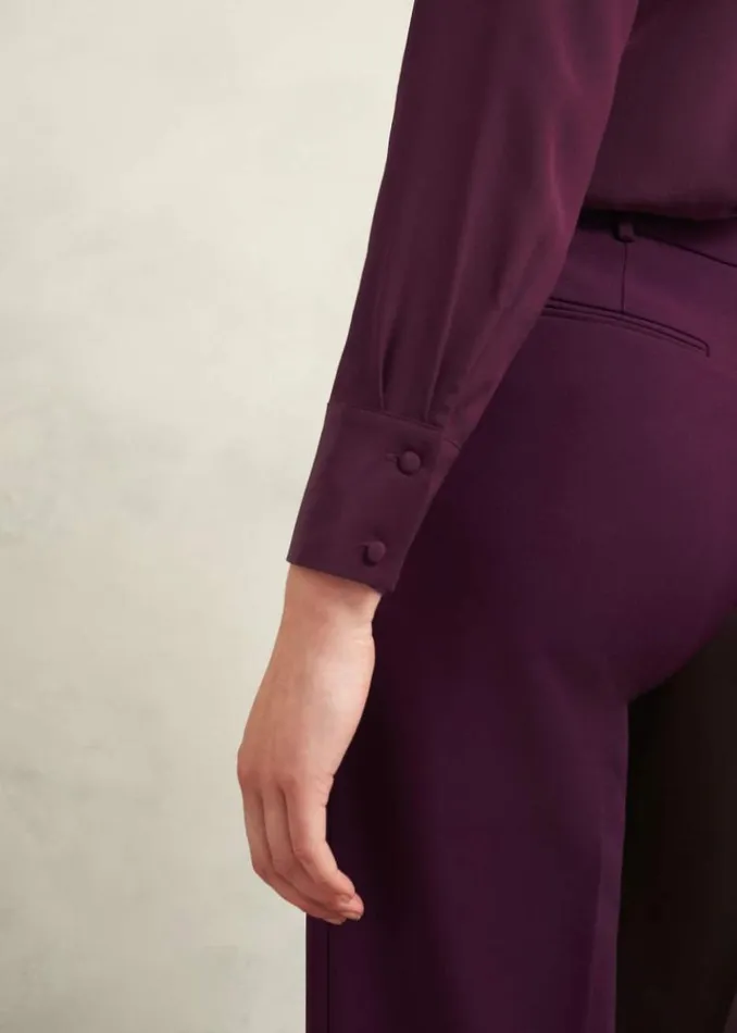 Women HOBBS Tops Mimi Silk Blouse Warm Plum