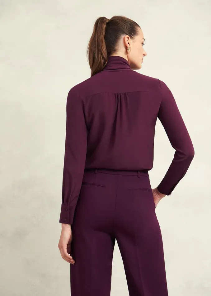 Women HOBBS Tops Mimi Silk Blouse Warm Plum