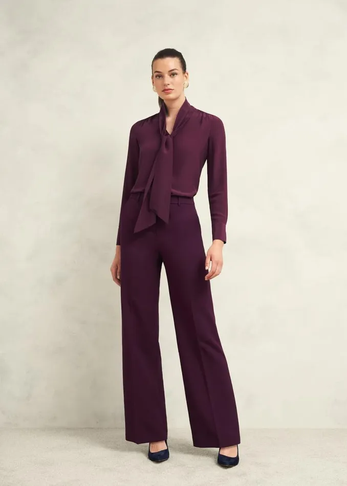 Women HOBBS Tops Mimi Silk Blouse Warm Plum