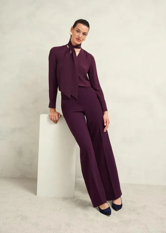 Women HOBBS Tops Mimi Silk Blouse Warm Plum