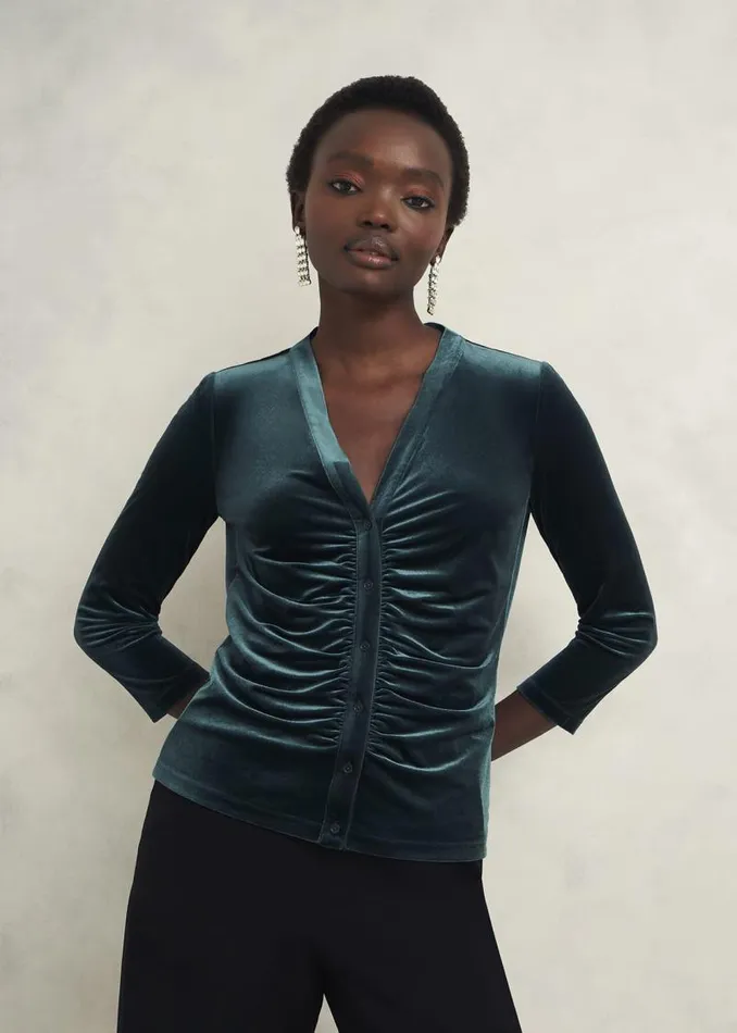 Women HOBBS Tops Velvet Hattie Top Evergreen