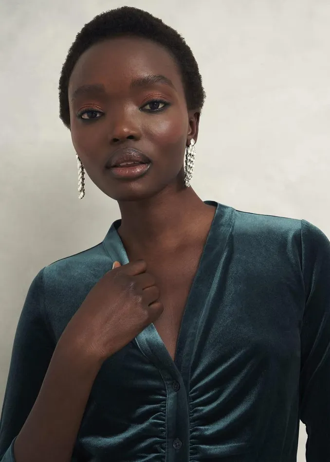 Women HOBBS Tops Velvet Hattie Top Evergreen