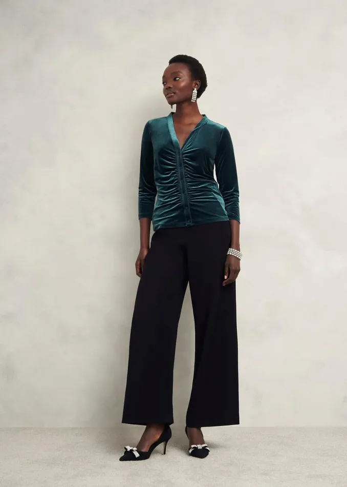 Women HOBBS Tops Velvet Hattie Top Evergreen