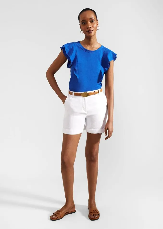 Women HOBBS Trousers Lenna Linen Short White