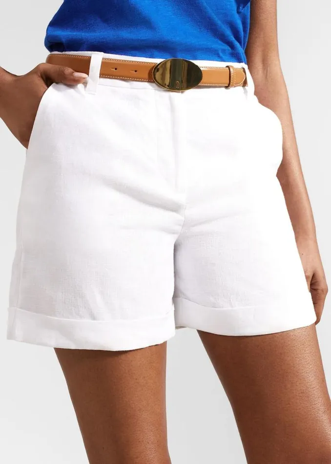 Women HOBBS Trousers Lenna Linen Short White