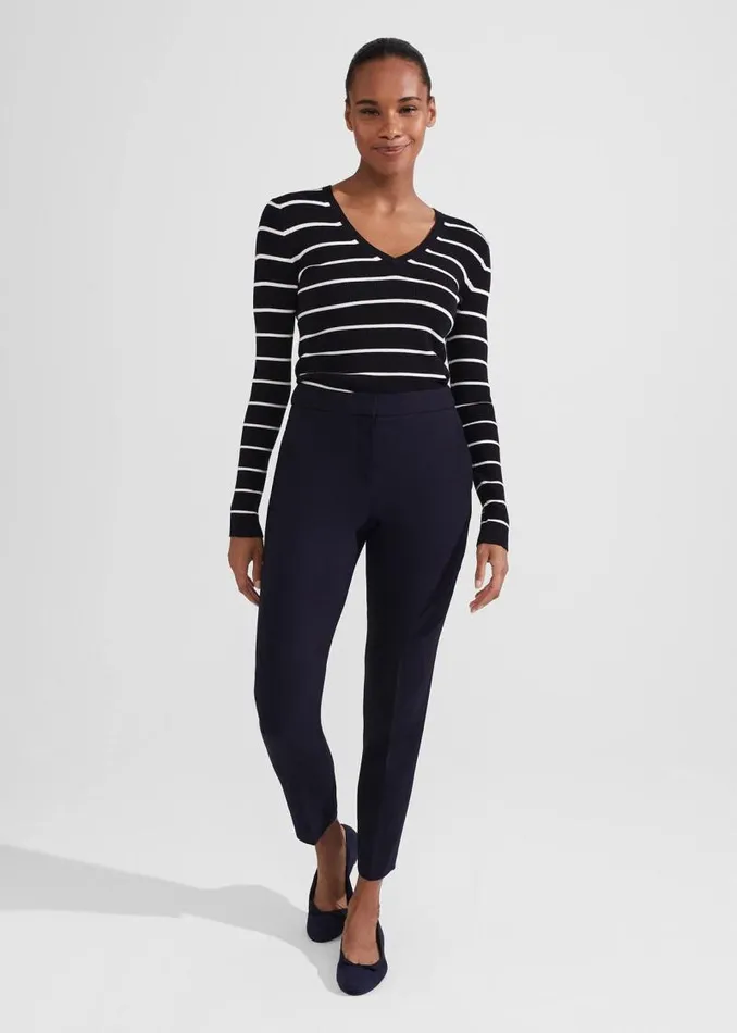 Women HOBBS Trousers Petite Gael Trousers Navy