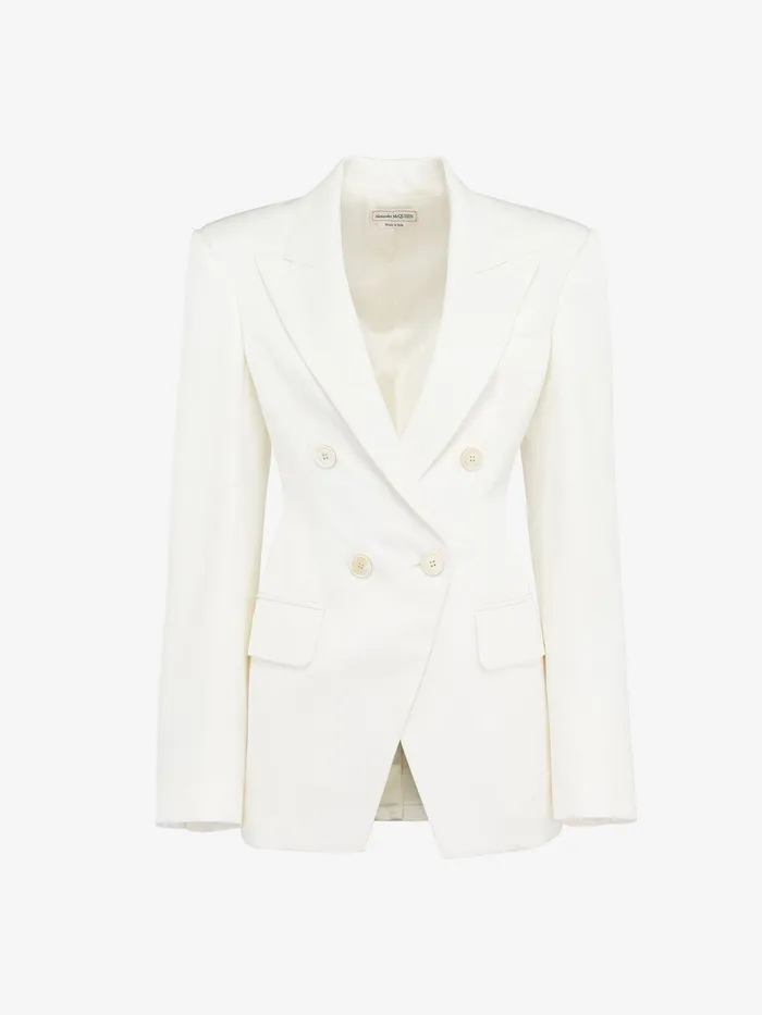 Women Jackets Alexander McQueen DoubleBreasted CutAway Jacket Ivory