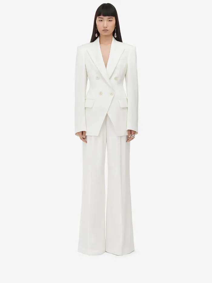 Women Jackets Alexander McQueen DoubleBreasted CutAway Jacket Ivory