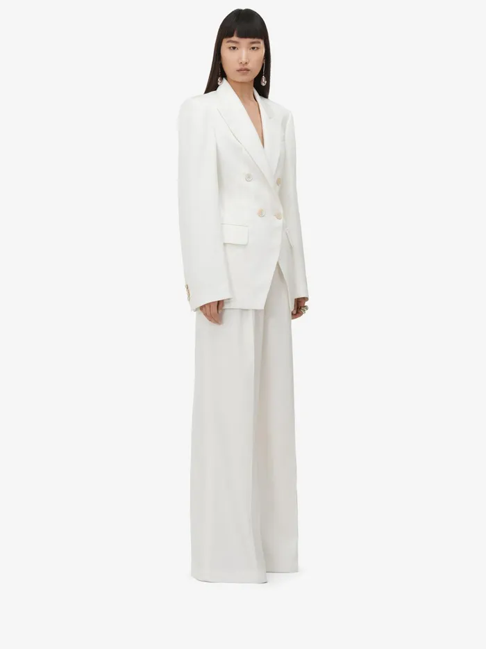 Women Jackets Alexander McQueen DoubleBreasted CutAway Jacket Ivory