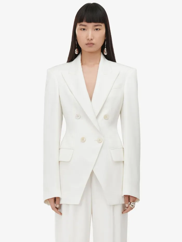 Women Jackets Alexander McQueen DoubleBreasted CutAway Jacket Ivory