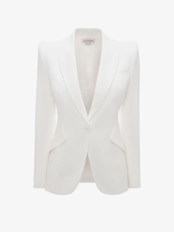 Women Jackets Alexander McQueen Peak Shoulder Leaf Crepe Jacket Light Ivory