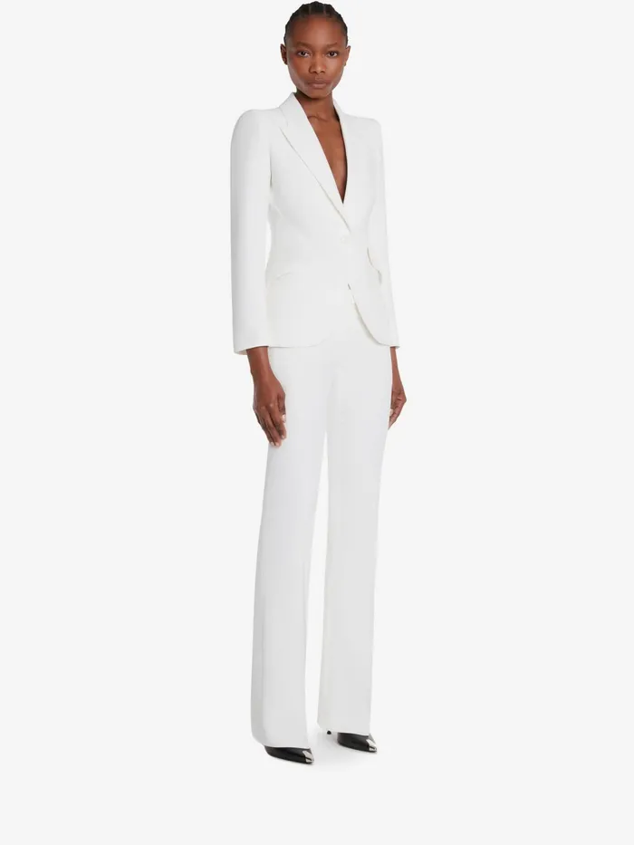 Women Jackets Alexander McQueen Peak Shoulder Leaf Crepe Jacket Light Ivory