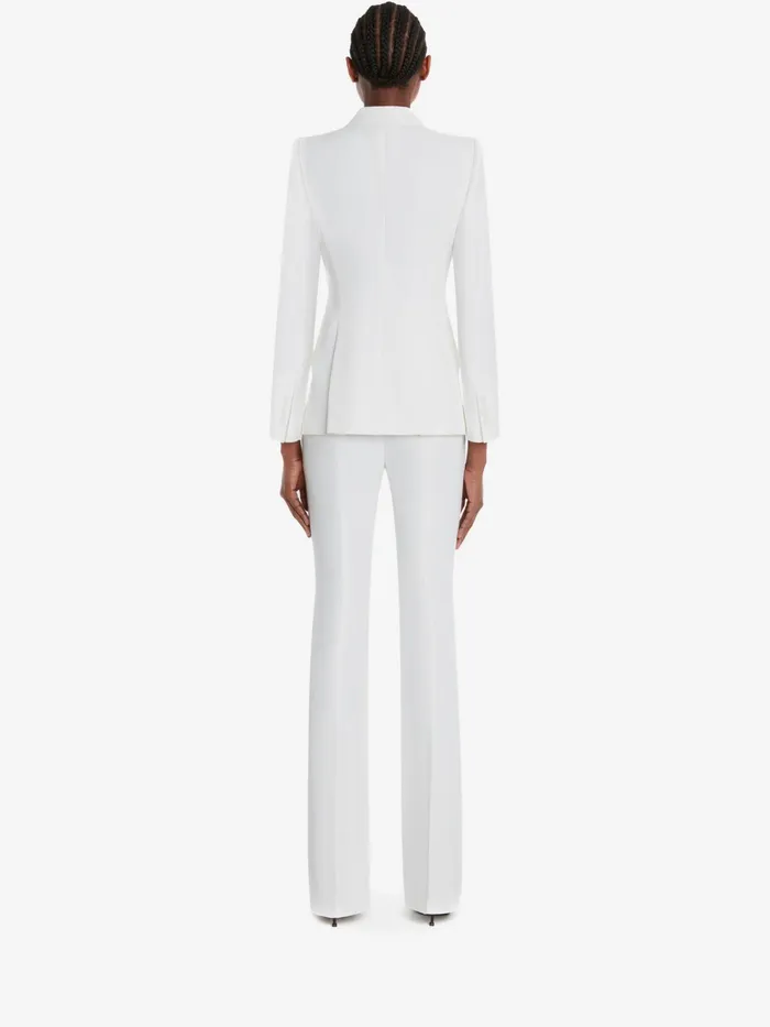 Women Jackets Alexander McQueen Peak Shoulder Leaf Crepe Jacket Light Ivory
