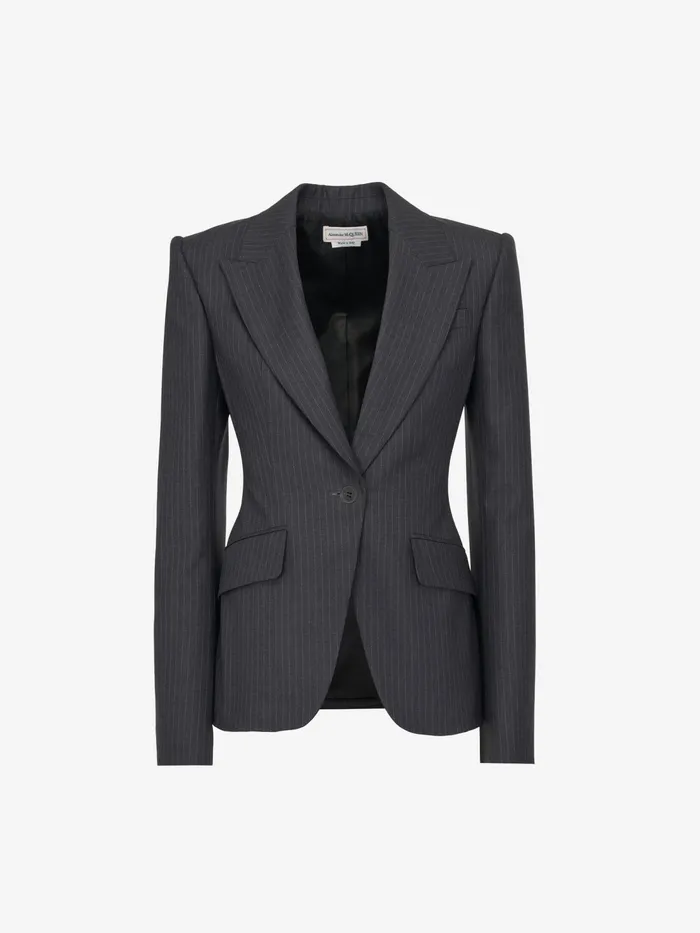 Women Jackets Alexander McQueen Pinstripe SingleBreasted Jacket Grey