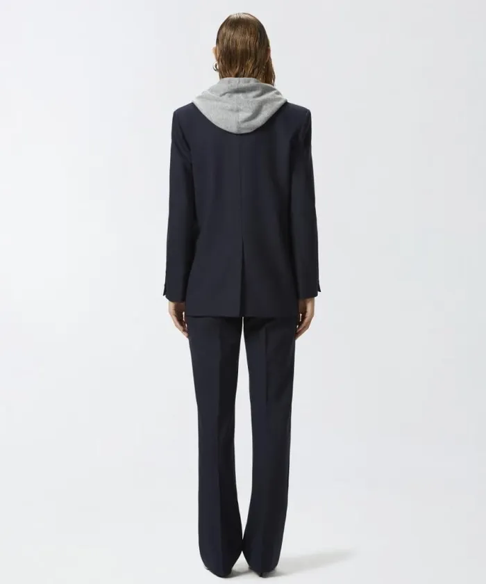 Women Jackets Pinko Doublebreasted Pinstriped Blazer With Horn Buttons Blueburgundy Women Jackets Pinko Doublebreasted Pinstriped Blazer With Horn Buttons Blueburgundy